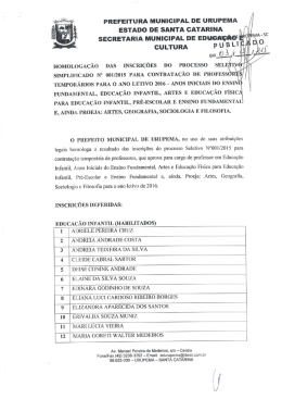 Homologação das inscrições do Processo Seletivo simplificado n