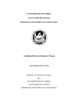 As &Eacute;picas Breves de Keats e Pessoa Ana Margarida Ferraria