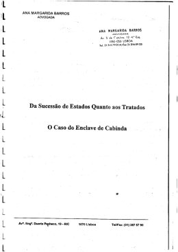 Da Sucessão de Estados Quanto aos Tratados O Caso