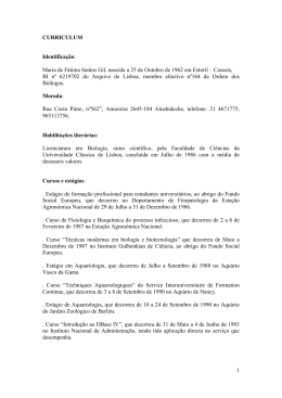 1 CURRICULUM Identifica&ccedil;&atilde;o: Maria de F&aacute;tima Santos Gil