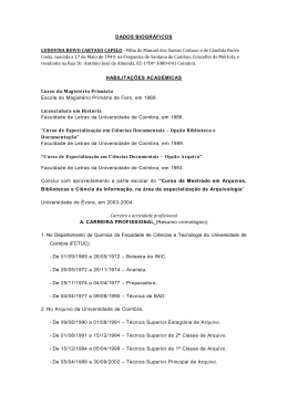 DADOS BIOGR&Aacute;FICOS LUDOVINA RUIVO CARTAXO CAPELO