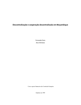 Descentraliza&ccedil;&atilde;o e coopera&ccedil;&atilde;o descentralizada em Mo&ccedil;ambique