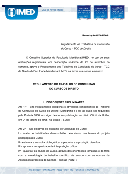 Resolu&ccedil;&atilde;o N&ordm;008/2011 Regulamenta os Trabalhos de