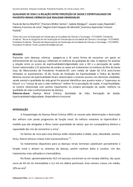 QUALIDADE DE VIDA E A RELA&Ccedil;&Atilde;O ENTRE