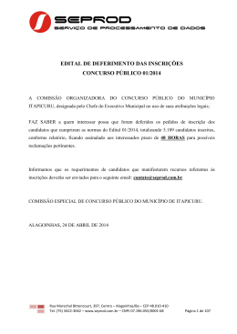 Edital Deferimento das Inscri&ccedil;&otilde;es