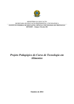 Projeto Pedag&oacute;gico do Curso de Tecnologia em Alimentos