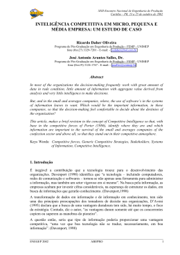 Inteligência competitiva em micro, pequena e média