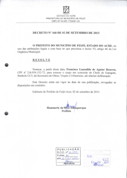Decreto n&deg; 160/2013 - Prefeitura de Feij&oacute;