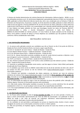 Convoca&ccedil;&atilde;o Novas provas em 27/11