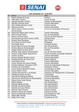 Rela&ccedil;&atilde;o de Membros do Corpo T&eacute;cnico - SENAI-RR