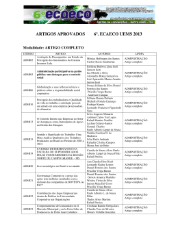 ARTIGOS APROVADOS 6º. ECAECO UEMS 2013