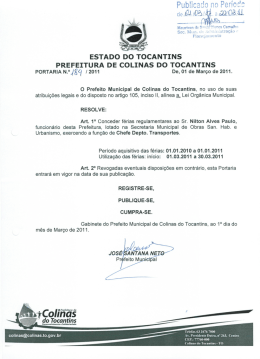 Publicado no Peneda - Prefeitura Colinas do Tocantins
