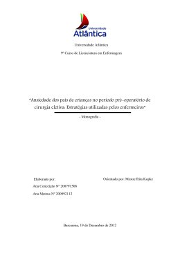 &ldquo;Ansiedade dos pais de crian&ccedil;as no per&iacute;odo pr&eacute;