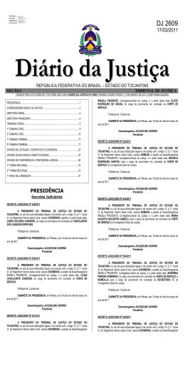 DJ 2609 - Tribunal de Justi&ccedil;a do Estado do Tocantins