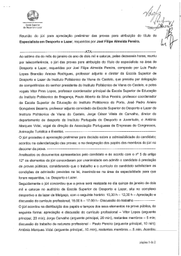 Aprecia&ccedil;&atilde;o de J&uacute;ri para Especialista em Desporto e Lazer