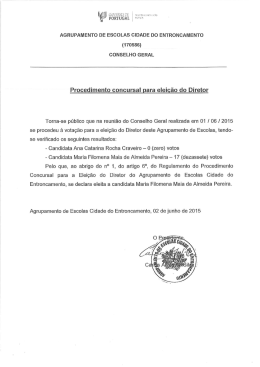 Procedimento concursal para a Elei&ccedil;&atilde;o de Diretor
