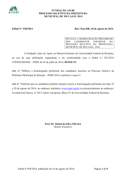 Edital nº 038/2014 - Homologação preliminar