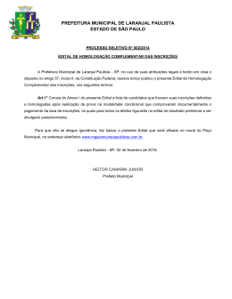edital de homologa&ccedil;&atilde;o complementar das inscri&ccedil;&otilde;es