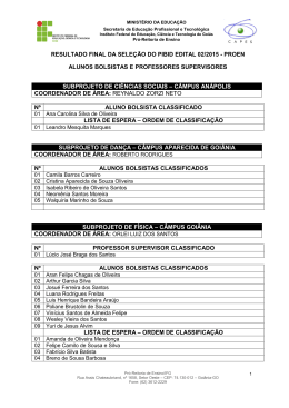 RESULTADO FINAL DA SELEÇÃO DO PIBID EDITAL 02/2015