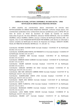 GER&Ecirc;NCIA DE PLANEJ. CAPTURA E DISPONIBILIZ. DO