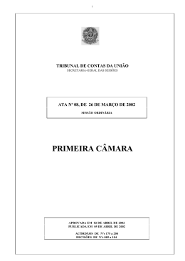 PRIMEIRA C&Acirc;MARA - Tribunal de Contas da Uni&atilde;o