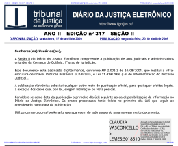 TJ-GO DIÁRIO DA JUSTIÇA ELETRÔNICO - EDIÇÃO 317