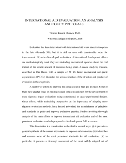 international aid evaluation: an analysis and policy