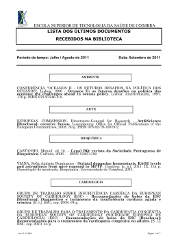 DELMINE, R - Escola Superior de Tecnologia da Sa&uacute;de de Coimbra