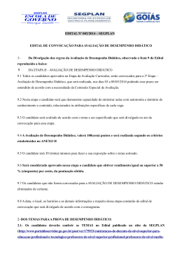 Edital de Convoca&ccedil;&atilde;o para Avalia&ccedil;&atilde;o de Desempenho Did&aacute;tico