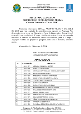 Resultado Etapa 1 Sele&ccedil;&atilde;o Doutorado 2014-2