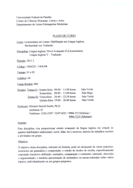 1404398 – Língua Inglesa V Tradução 2011.2