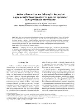 A&ccedil;&otilde;es afirmativas na Educa&ccedil;&atilde;o Superior