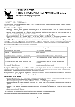 Inscri&ccedil;&atilde;o Bolsa Pr&oacute; Paz