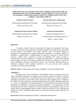 processos da qualidade aplicado &agrave; produ&ccedil;&atilde;o de dutos