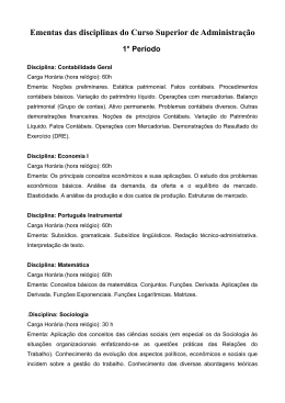 Ementas das disciplinas do Curso Superior de