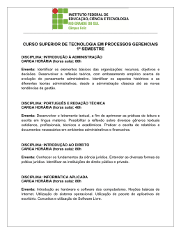 Ementas das Disciplinas