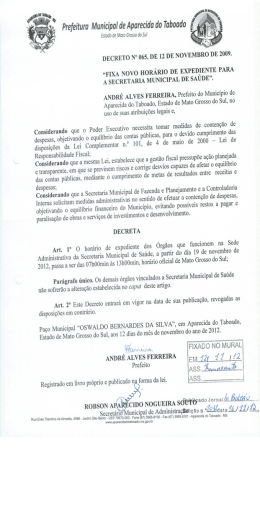 ANDR&Eacute; ALvEs FERREIRA, Prefeito do Munic&iacute;pio de