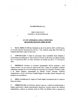 72 KLABIN SEGALL S.A. NIRE 155.300.174.127 CNPJ