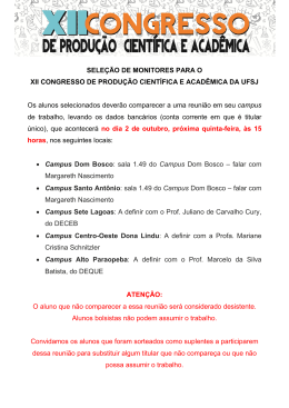 SELE&Ccedil;&Atilde;O DE MONITORES PARA O XII CONGRESSO DE