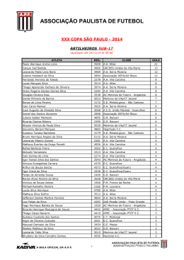 Artilheiros - Associa&ccedil;&atilde;o Paulista de Futebol
