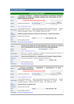 LICITAÇÕES URGENTES ESTADO MINAS GERAIS - Sinduscon