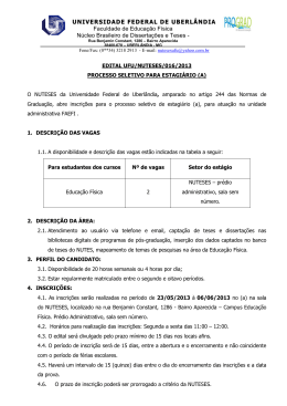 Estagi&aacute;rio - NUTESES/FAEFI-UFU - para estudantes de Ed. F&iacute;sica