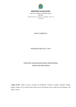 Edital PS1-2014 - Campus de Alegre - Instituto Federal do Esp&iacute;rito