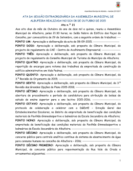 1 ATA DA SESS&Atilde;O EXTRAORDIN&Aacute;RIA DA ASSEMBLEIA
