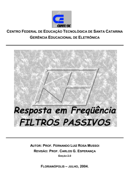 Resposta em Freq&uuml;&ecirc;ncia FILTROS PASSIVOS