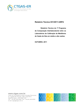 1&ordm; Programa Interlaboratorial em M&eacute;dia e Alta Vaz&atilde;o de G&aacute;s