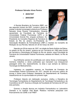 Professor Salvador Alves Pereira 26/03/1937 † 28/03/2007 A