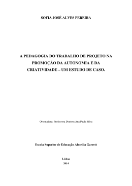 a pedagogia do trabalho de projeto na promo&ccedil;&atilde;o da
