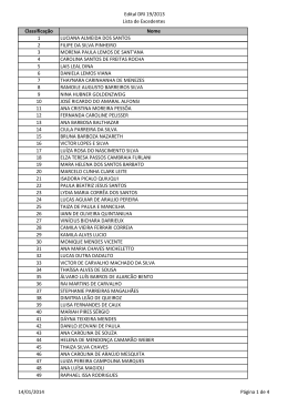 Edital DRI 19/2013 Lista de Excedentes Classíficação Nome 1