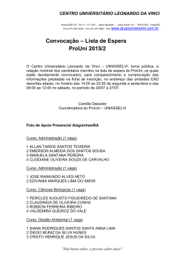 Prouni - Edital Lista de espera 2015-2